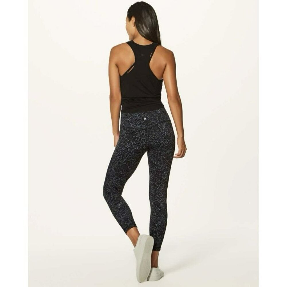 Lululemon Align Pant II (25") Lacescape Dark Cast Black Size 6